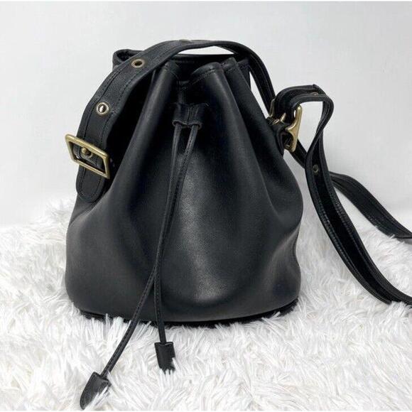 COACH 90’s Vintage Purse Lula's Legacy Leather Bucket Bag Black 9952 - Picture 2 of 14
